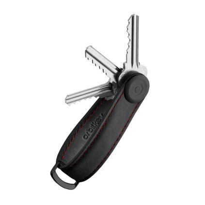 Orbitkey Kožená kľúčenka 2.0 Crazy Horse - Obsidian Black & Red  + Orbitkey Multitool náradie Zadarmo