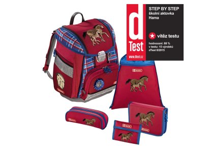 Školní aktovka pro prvňáčky - 5-dílný set, Step by Step Koníci, certifikát AGR, 129838