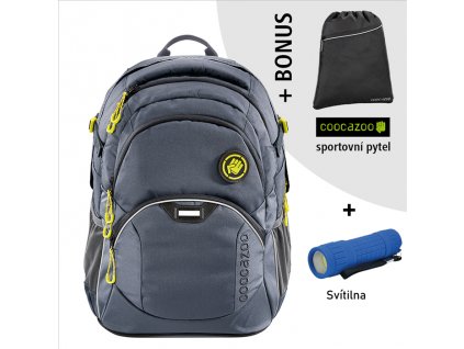 Školní batoh Coocazoo JobJobber2, Solid Shadowman + LED Čelovka 3W + sportovní pytel
