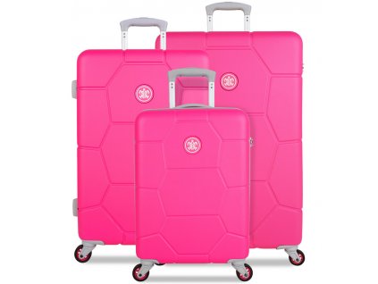 Sada cestovných kuforů SUITSUIT® TR-1248/3 ABS Caretta Hot Pink + LED svítilna