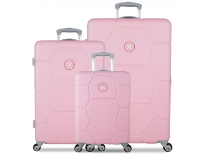 Sada cestovných kuforů SUITSUIT® TR-1231/3 ABS Caretta Pink Lady + LED Čelovka 3W