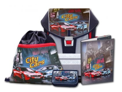 Školní aktovkový set ERGO ONE City Cars 4-dílný, C4-8010-2.114