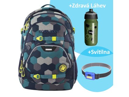 Školní batoh Coocazoo ScaleRale, Blue Geometri, certifikát AGR + LED svítilna