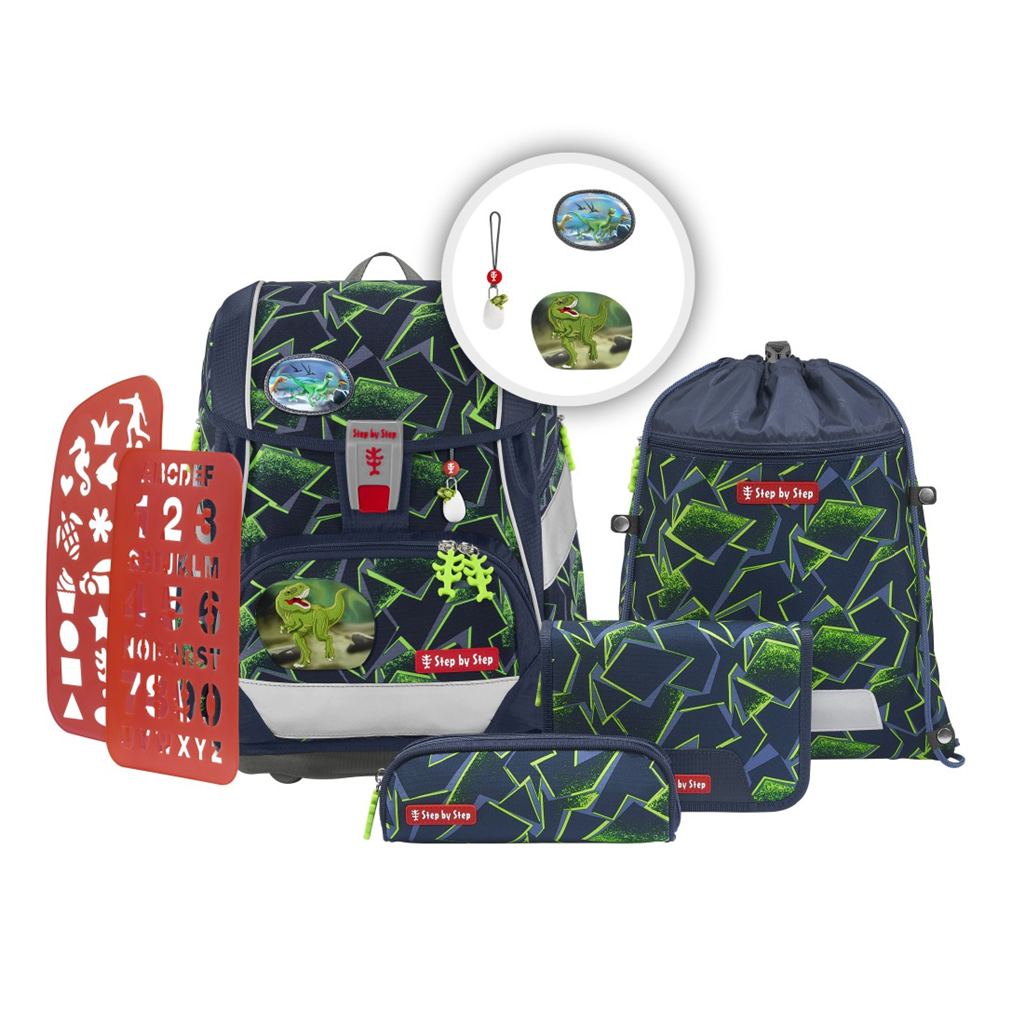 Step by Step Školní aktovka/batoh 2V1 pro prvňáčky – 6dílný set Divoký T-Rex Taro, certifikát AGR
