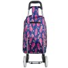 Nákupná taška na kolieskach METRO ST-01F - modrá/ružový list
