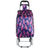 Nákupná taška na kolieskach METRO ST-01F - modrá/ružový list