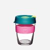 reusable glass cup pink band 12oz 1