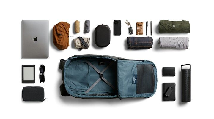 Bellroy Transit Workpack Pro – příklad uložených věcí