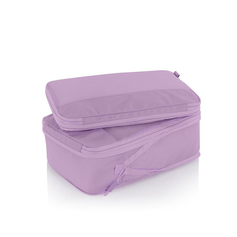 Heys Ecotex Compression Packing Cube 4 Pc Set Lilac Blossom – Druhý zip stáhne objem pouzdra