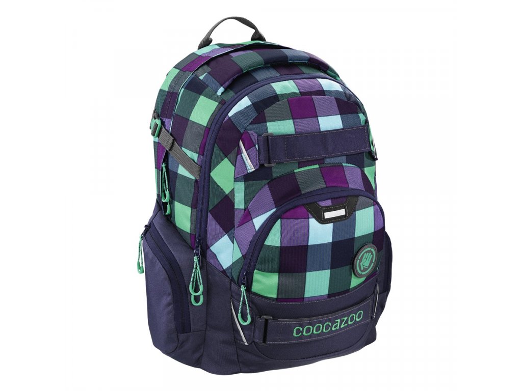 Pánský batoh Školní  Coocazoo CarryLarry2, Green Purple District, barva zelená ,Objem 21 - 30 litrů