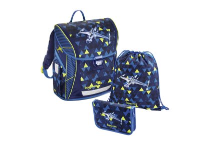 Školní aktovka - 3-dílný set, Baggymax Fabby Vesmírná loď + LED svítilna