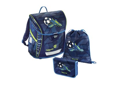 Školní aktovka - 3-dílný set, Baggymax Fabby Fotbal + LED svítilna