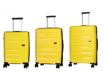 Travelite Kosmos 4w S,M,L Yellow – sada 3 kufrů + Sluchátka, myš nebo pouzdro