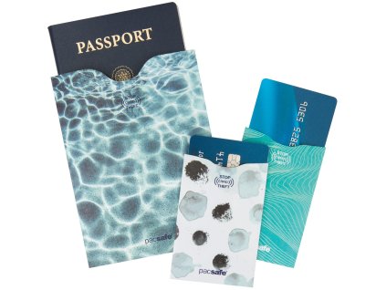 PACSAFE peneženka RFIDsleeve Travel Pack (1+2 pack) Water