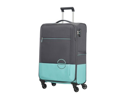 American Tourister INSTAGO SPINNER 68 M - GREY/AQUA + LED svítilna