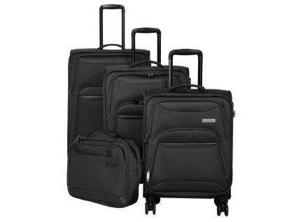 Travelite Kendo 4w S,M,L Black – sada 3 kufrů + BB + LED svítilna