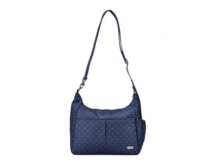 PACSAFE taška DAYSAFE CROSSBODY navy polka dot + Sluchátka, myš nebo pouzdro