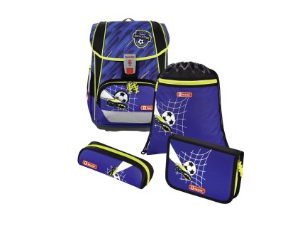 Školní aktovka LIGHT 2 pro prvňáčky - 4-dílný set, Step by Step Fotbal, certifikát AGR + 5 % sleva po registraci + LED svítilna