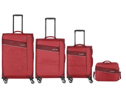 Travelite Kite 4w S,M,L Red – sada 3 kufrů + BB + LED svítilna