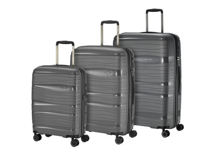 Travelite Motion S,M,L Anthracite – sada 3 kufrů + LED svítilna