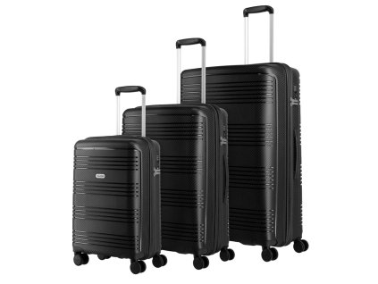 Travelite Zenit S,M,L Black – sada 3 kufrů