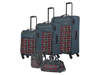 Travelite Argon S,M,L + Backpack + Duffle Checked Pattern + LED svítilna