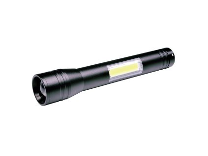Solight LED kovová svítlna 3W + COB, 150 + 120lm, 2x AA, černá