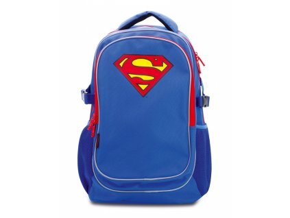 Kluci Baagl Školní  s pončem Superman – ORIGINAL, barva Modrá ,Objem 21 - 30 litrů