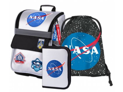 BAAGL SET 3 NASA: aktovka, penál, sáček + LED svítilna