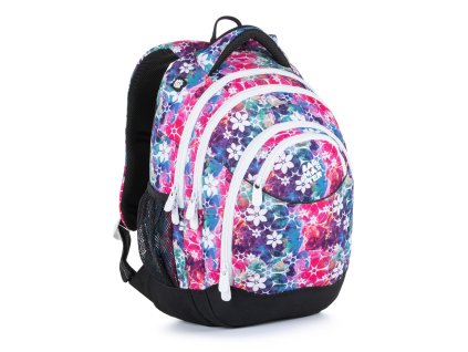 Dámský batoh Dívčí studentský BAGMASTER ENERGY 21 A PINK/WHITE/TURQUOISE, barva Modrá
