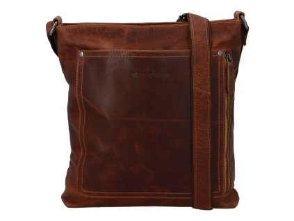Green Wood pánská kožená taška crossbody Fox + LED čelová svítilna