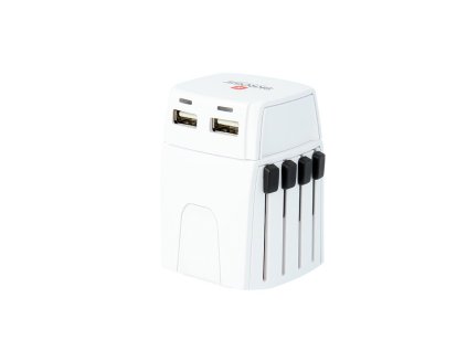 SKROSS MUV Micro USB cestovní adaptér, 2.5A max., vč. USB nabíjení 2x výstup s LED indikací - 2400mA, univerzální pro 150 zemí