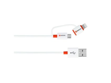 SKROSS USB kabel 2in1 Charge'n Sync DC20A, délka 1m, micro USB a Apple Lightning combo konektor, Apple MFI licence