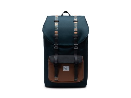 Dámský batoh Herschel Little America Scarab/Black/Saddle 25L, barva zelená ,Objem 21 - 30 litrů