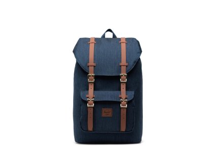 Herschel Little America Mid-Volume Indigo Denim Crosshatch 17L + Čelová LED svítilna 3W