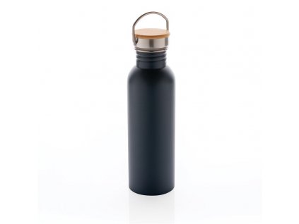 XD Design Nerezová láhev s bambusovým víčkem, 710 ml modrá