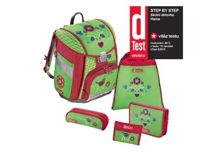 Školní aktovka pro prvňáčky - 5-dílný set, Step by Step Country Flower, certifikát AGR + 5 % sleva po registraci + LED svítilna