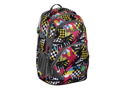 Školní batoh Coocazoo EvverClevver2, Checkered Bolts Blue + Sluchátka, myš nebo pouzdro