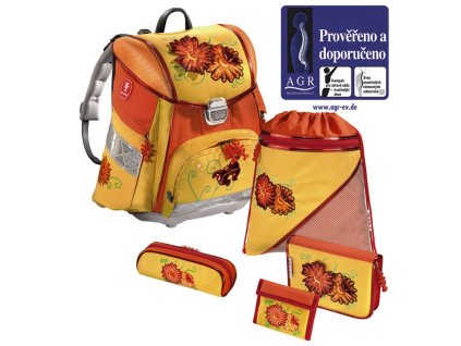 Hama - Školní batoh - set, Step by Step KVĚTINY + 5 % sleva po registraci + LED svítilna