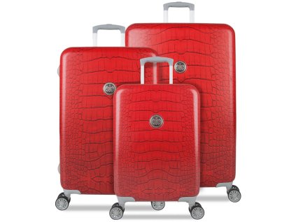 Sada cestovních kufrů SUITSUIT® TR-1239/3 - Red Diamond Crocodile + LED svítilna