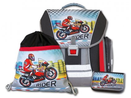 Školní batohový set Rider 3-dílný + LED svítilna