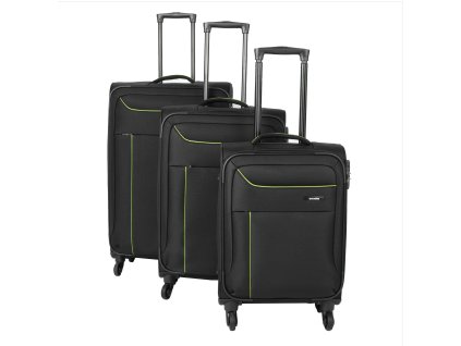 Travelite Solaris 4w S,M,L Black/lemon – sada 3 kufrů + BB + Sluchátka, myš nebo pouzdro