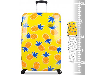 Cestovní kufr B.HPPY BH-1607/3-L - Home Sweet Pineapple + Sluchátka, myš nebo pouzdro
