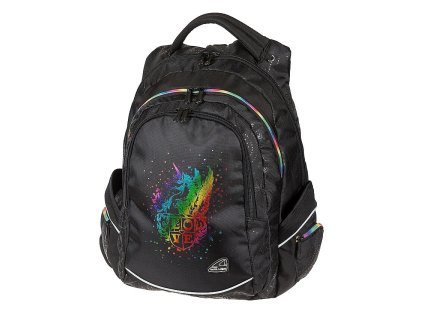 Studentský batoh FAME Unicorn Black + Sluchátka, myš nebo pouzdro