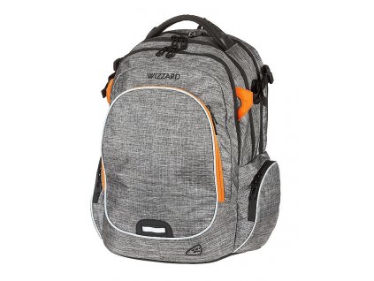 Studentský batoh WIZZARD Grey + Sluchátka, myš nebo pouzdro