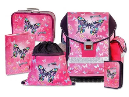 Školní batohový set ERGO TWO Butterfly 5-dílný + LED svítilna