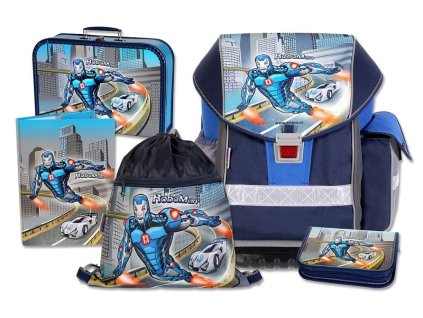 Školní batohový set ERGO TWO Roboman 5-dílný + LED svítilna