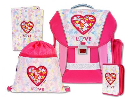 Školní batohový set Love 4-dílný + LED svítilna