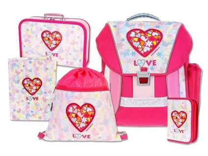 Školní batohový set Love 5-dílný + LED svítilna