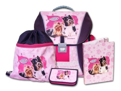 Školní batohový set Pupies 4-dílný + LED svítilna
